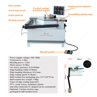 10.8m/min Vitesse d'alimentation du panneau Mini bras pliable Machine de banding de bord pour panneau en PVC MDF