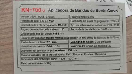 Fonction de découpage des coins KN-700-3 entièrement automatique à l'aide de la machine de bande de bord d'alimentation