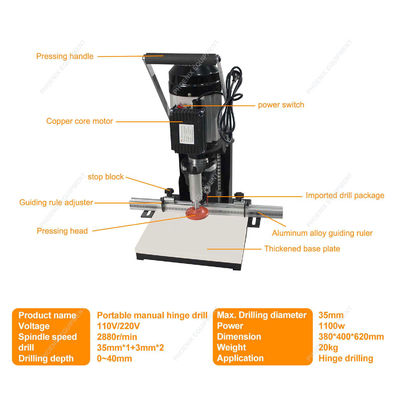 110V/220V machine de perçage à charpente et minifixe verticale portable