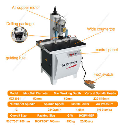 Mini machine de perçage portable à banc pour porte en bois Fermeture de trou de serrure charnière Boring CNC têtes simples