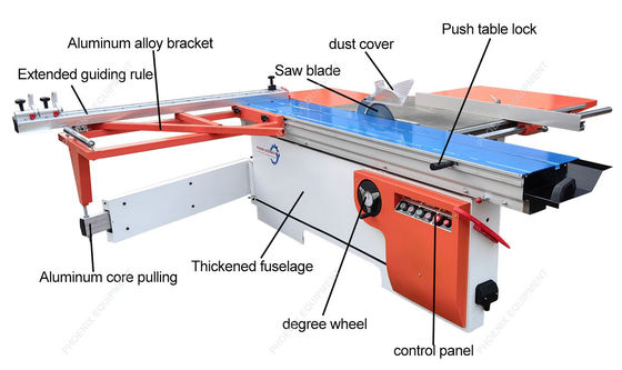 MJ6123 2300mm 45/90 degrés Table coulissante Panneau de scie Machine de coupe de bois pour meubles
