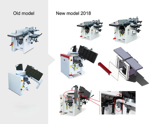 3 en 1 machine de travail du bois planeur épaississeur et mortier avec 3 phases de moteur 0-3